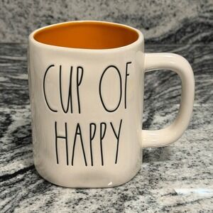 Rae Dunn Cup of Happy Coffee Mug Orange Interior Artisan Collection by Magenta